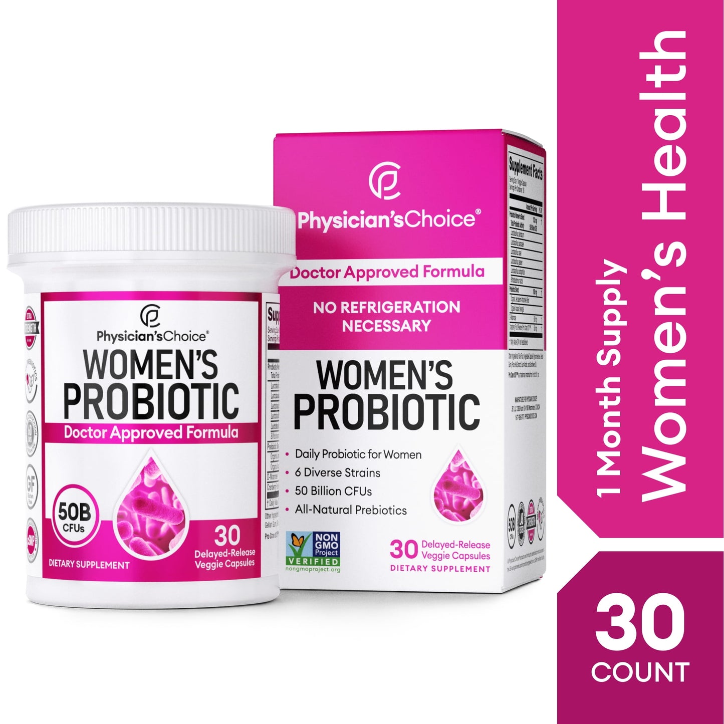 Physician’s Choice Women’s Probiotic with Prebiotic and Cranberry Fruit Powder, 50 Billion CFU, 30 ct.
