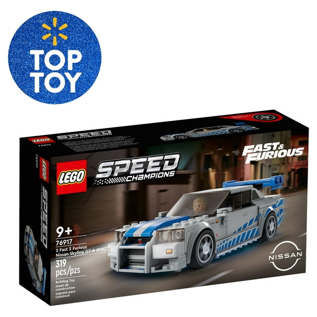 LEGO Speed Champions 2 Fast 2 Furious Nissan Skyline GT-R (R34) 76917 Race Car Toy Model Building Kit, Collectible with Racer Minifigure, 2023 Set for Kids