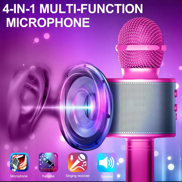 Karaoke Microphone for Kids, Toys for 3-12 Year Old Girls, Kids Microphone Girls Toys Bluetooth Microphone Birthday Gifts for 3 4 5 6 7 8 Years Old Girls Boys