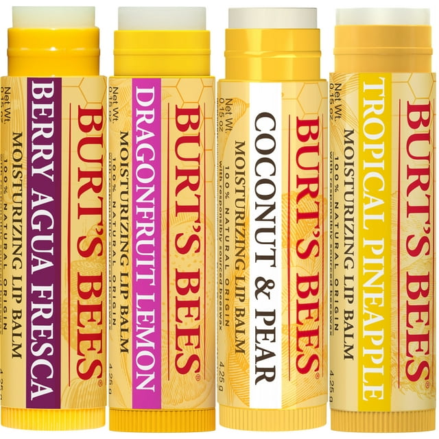Burt's Bees 100% Natural Moisturizing Lip Balm, Tropical Variety Pack, 4 Tubes