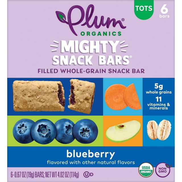 Plum Organics Mighty Snack Bars for Toddlers: Blueberry - 6 Ct, Baby Food