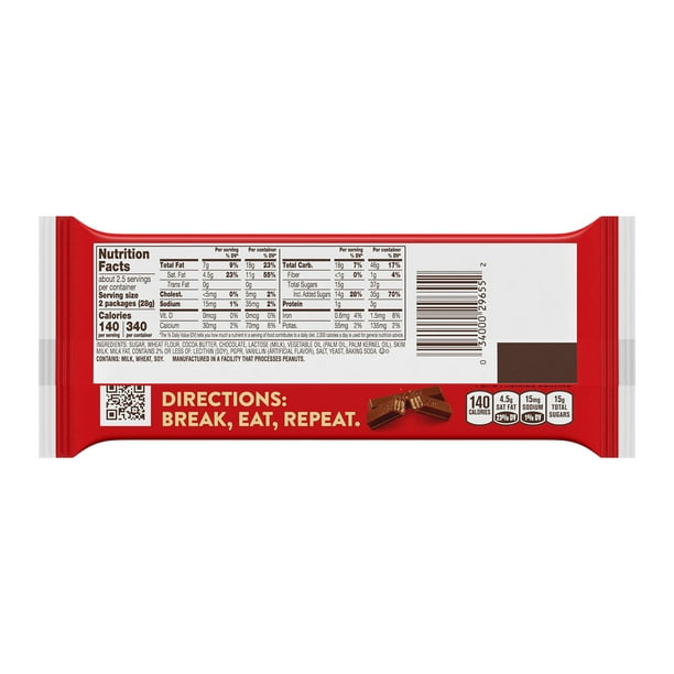 Kit Kat® Milk Chocolate Wafer Snack Size Candy, Bars 0.49 oz, 5 Count