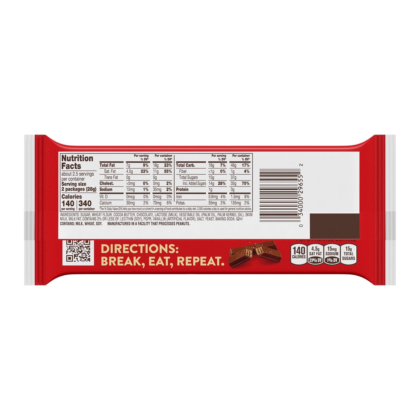 Kit Kat® Milk Chocolate Wafer Snack Size Candy, Bars 0.49 oz, 5 Count