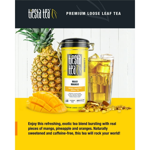 Tiesta Tea - Maui Mango, Immunity Loose Leaf Fruit Tea, Caffeine Free, GMO-Free, 5.5oz Canister