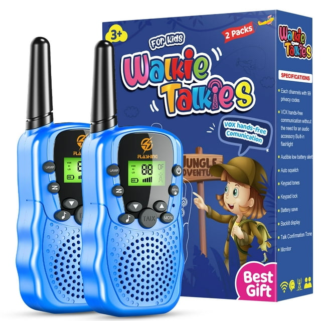 Walkie Talkies for Kid, 2 Way Radio, 3 KM Long Range Toy for Boy Girl 3-15 Years Old, Birthday Christmas Gifts for Boys-2 Pack