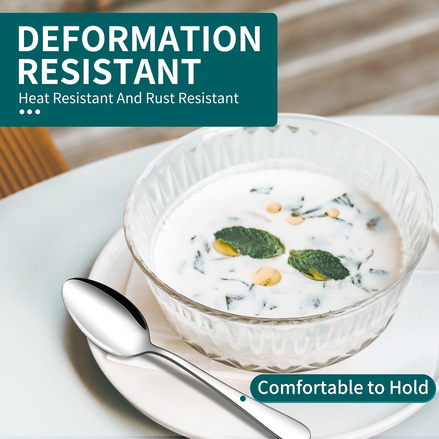 20 Piece Heavy Duty Silverware Set, ENLOY Stainless Steel Solid Flatware Cutlery for 4, Modern and Elegant Design, High Quality Gift