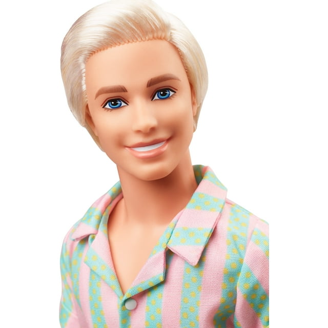 Barbie The Movie Ken Doll Wearing Pastel Striped Beach Matching Set