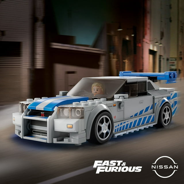 LEGO Speed Champions 2 Fast 2 Furious Nissan Skyline GT-R (R34) 76917 Race Car Toy Model Building Kit, Collectible with Racer Minifigure, 2023 Set for Kids