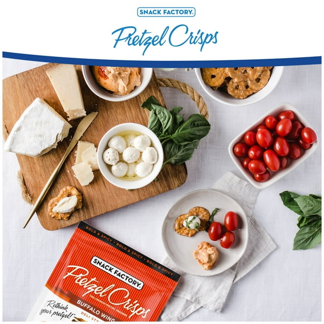 Snack Factory Buffalo Wing Pretzel Crisps, Non-GMO, 7.2 oz Resealable Bag