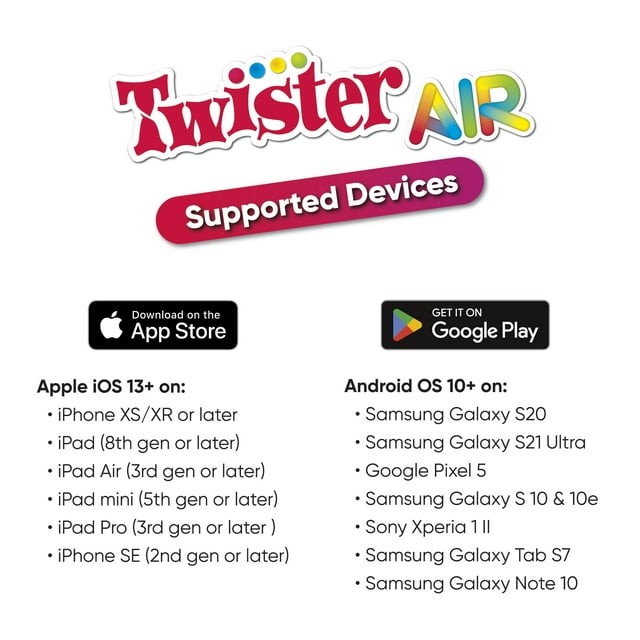 Twister Air Game, AR Twister App Play Game, Links to Smart Devices, Active Games, Ages 8+