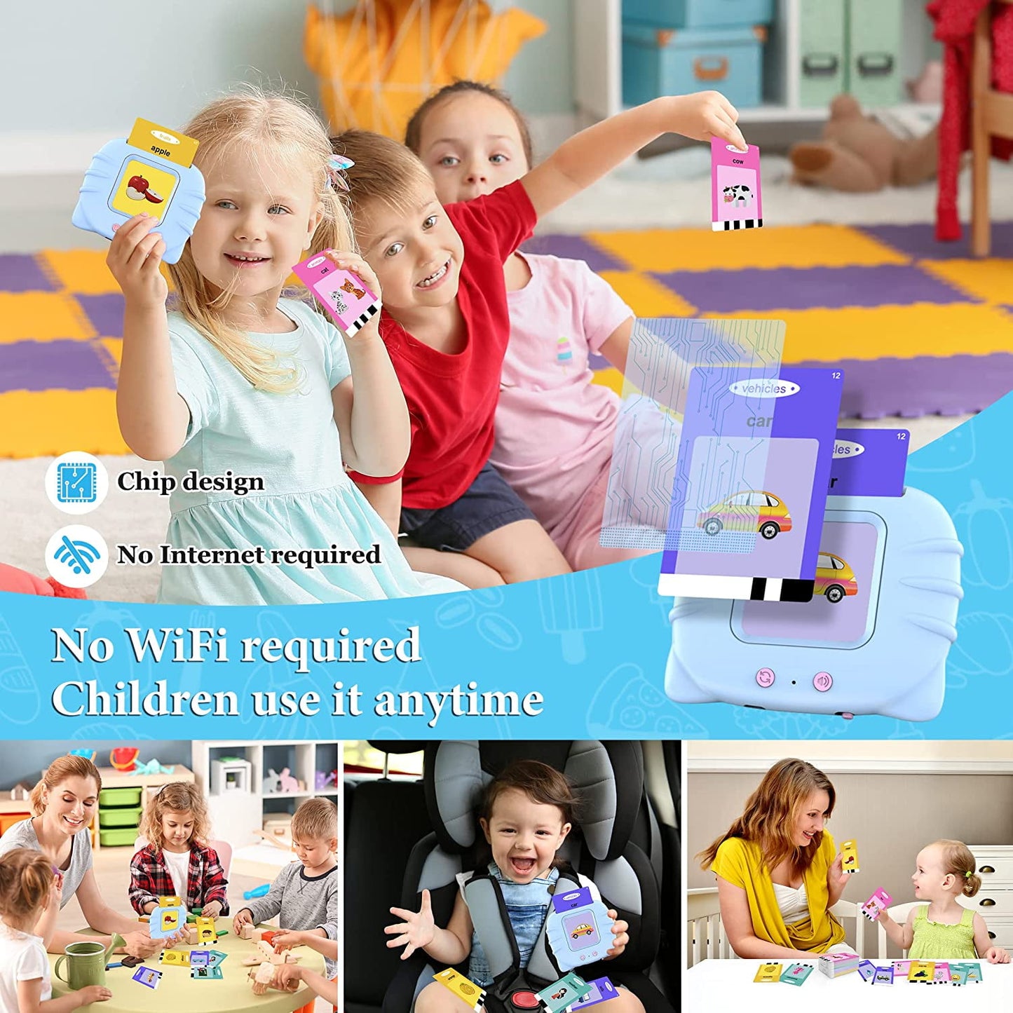 MAGOTAN Talking Flash Cards Learning Toys for 1-6 Years Old Boys Girls, Educational Toddlers Toys for Kids,Speech Therapy Toys Autism Toys Christmas Birthday Gifts for Toddler Boys Girls (Blue)