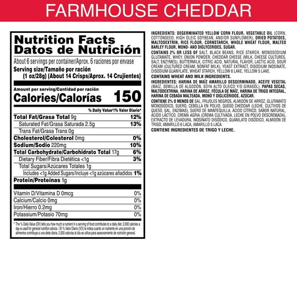 Pringles Harvest Blends Farmhouse Cheddar Potato Crisps Chips, 5.5 oz