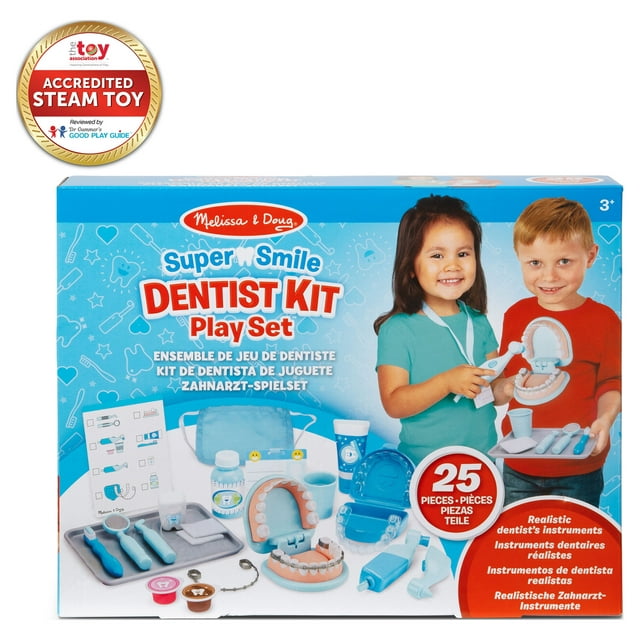 Melissa and Doug Super Smile Dentist Kit With Pretend Play Set of Teeth And Dental Accessories (25 Toy Pieces)