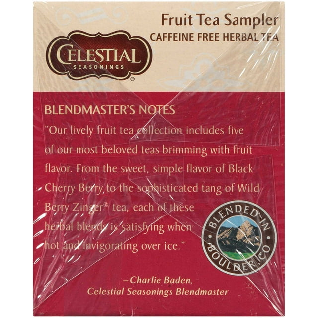 Celestial Seasonings Fruit Tea Sampler, Caffeine-Free Herbal Tea Bags, 18 Count