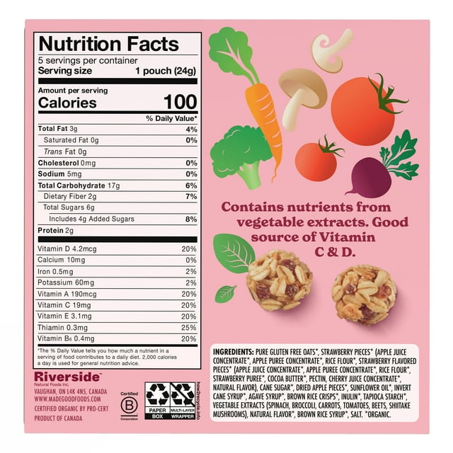 MadeGood Strawberry Granola Minis, 0.85 oz, 5 Count