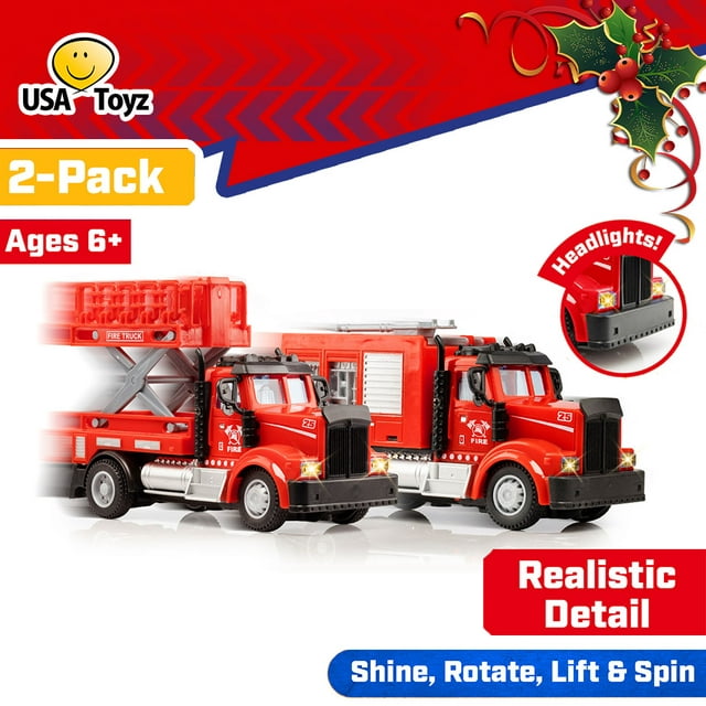 Force1 2pk Mini Firefighter RC Truck Spray + Lift Fire Truck Toddler Toys