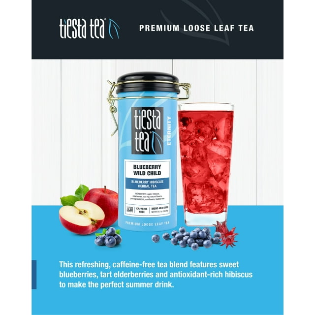 Tiesta Tea - Blueberry Wild Child, Eternity Loose Leaf Fruit Tea, Caffeine Free, GMO-Free, 5.5oz Canister