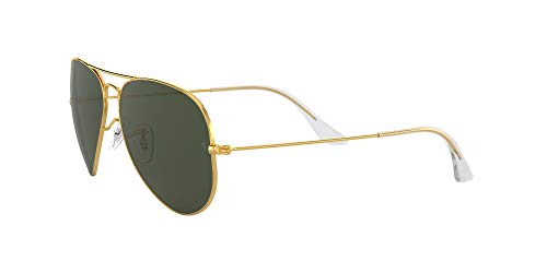 Ray-Ban RB3025 Classic Aviator Sunglasses, Gold Black/G-15 Green, 58 mm