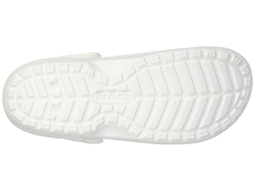 Crocs Unisex Men's and Women's Classic Lined Clog | Fuzzy Slippers, White/Grey 2, 3 US