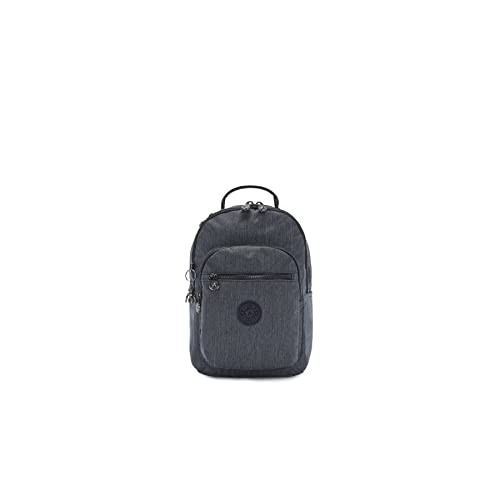 Kipling Women's Seoul Small Backpack, Durable, Padded Shoulder Straps with Tablet Sleeve, School Bag, Active Denim, 10''L x 13.75''H x 6.25''D