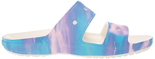 Crocs Unisex-Adult Classic Tie Dye Two-Strap Sandals, Rainbow Galaxy, 13 Men/15 Women