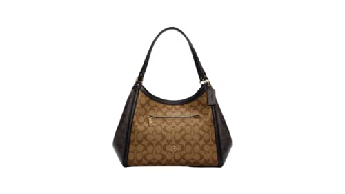 COACH C6831 Signature Blocked Kristy Shoulder Tote Hobo Bag Khaki Brown Multi