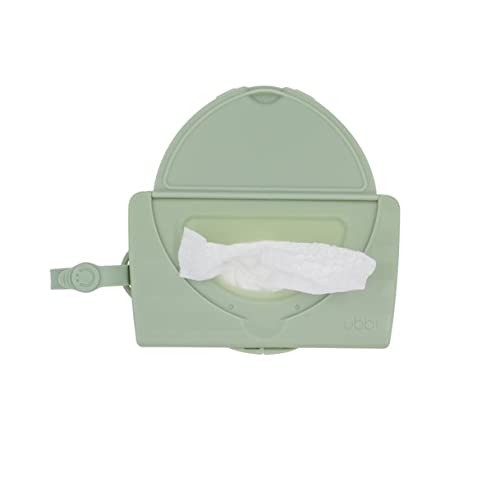 Ubbi On-The-Go Baby Wipes Dispenser, Portable Wipes Container for Travel, Diaper Bag Accessory Must Have for Newborns, Reusable Wipes Holder, Sage Green