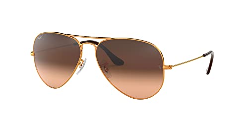 Ray-Ban RB3025 Classic Aviator Sunglasses, Light Bronze/Pink Gradient Brown, 58 mm