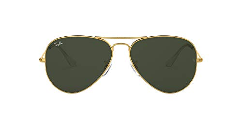 Ray-Ban RB3025 Classic Aviator Sunglasses, Gold Black/G-15 Green, 58 mm