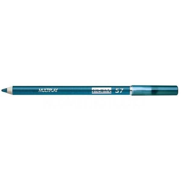 Pupa Milano Multiplay Eye Pencil - Use As Eyeliner Or Eyeshadow - Perfectly Lines The Eyes - For An Intense Look And Perfectly Blendable Pure Color - Soft And Smooth - 57 Petrol Blue - 0.04 Oz