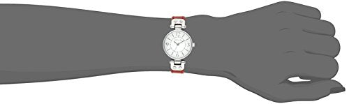 Anne Klein Women's 109443WTRD Silver-Tone White Dial and Red Leather Strap Watch