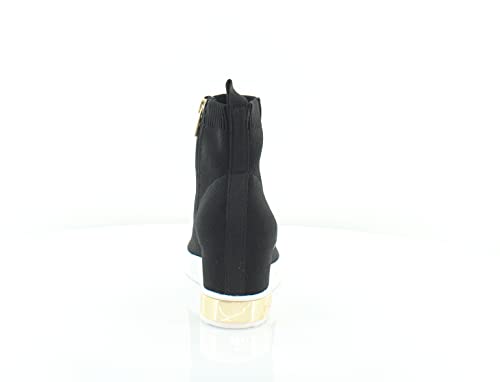 9.5 DKNY Women's High-Top Sneakers – Slip-On Shoes with Hidden Wedges, Black/Gold Cali