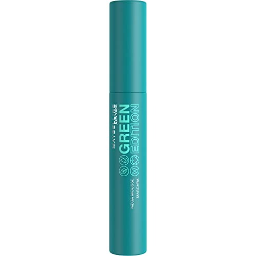 Maybelline Green Edition Mega Mousse Mascara Makeup, Smooth Buildable and Lightweight Volume, Formulated with Shea Butter, Very Black, 1 Count