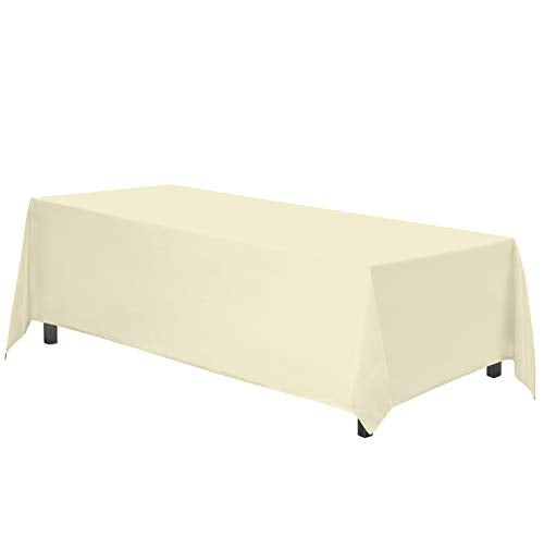 Gee Di Moda Rectangle Tablecloth | 90 x 132 Inch - Ivory Rectangular Table Cloth for 6 Foot Table in Washable Polyester | Great for Buffet Table, Parties, Holiday Dinner, Wedding and Baby Shower