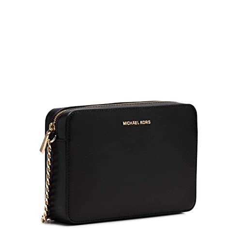 Michael Kors Women's Jet Set Crossbody Leather Bag, Black, Large