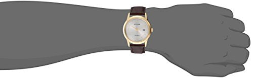 Citizen Men's Eco-Drive Corso Classic Watch in Gold-tone Stainless Steel with Brown Leather Strap, Champagne Dial (Model: AW1232-04A)