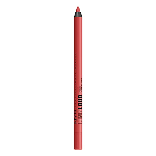 NYX PROFESSIONAL MAKEUP Line Loud Lip Liner, Longwear and Pigmented Lip Pencil with Jojoba Oil and Vitamin E - Rebel Red (Warm Red)
