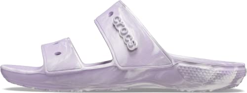 Crocs Unisex-Adult Classic Tie Dye Two-Strap Sandals, Lavender/Multi, 7 Men/9 Women
