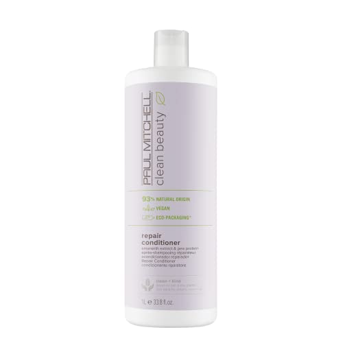 Paul Mitchell Clean Beauty Repair Conditioner, Strengthens, Balances Moisture, For Damaged, Brittle Hair, 33.8 fl. oz.