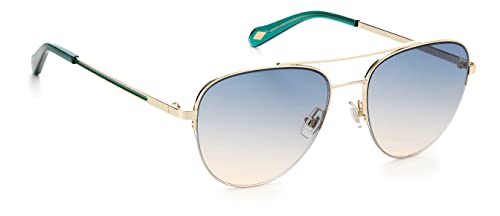 Fossil Women's Female Sunglass Style FOS 2106/G/S Aviator, Gold Green, 54mm, 17mm
