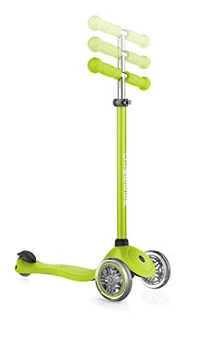Globber Primo Scooter - Kids Scooters for Ages 3+, Three Wheel Scooter, Adjustable Height, Anti Slip Scooter, Push Scooter, Easy to Assemble, Holds up to 50kg - Childrens Scooter, Green