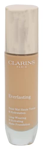 Clarins Everlasting Foundation | Full Coverage and Long-Wearing | Hides Imperfections, Evens Skin Tone and Hydrates | Natural, Matte Finish | Transfer-Proof, Sweat-Proof, Smudge-Proof | 1 Fl Oz