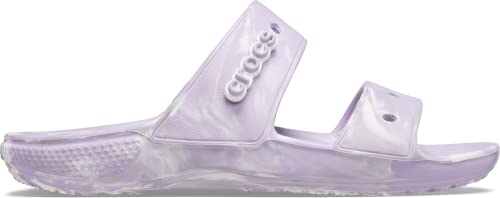 Crocs Unisex-Adult Classic Tie Dye Two-Strap Sandals, Lavender/Multi, 7 Men/9 Women