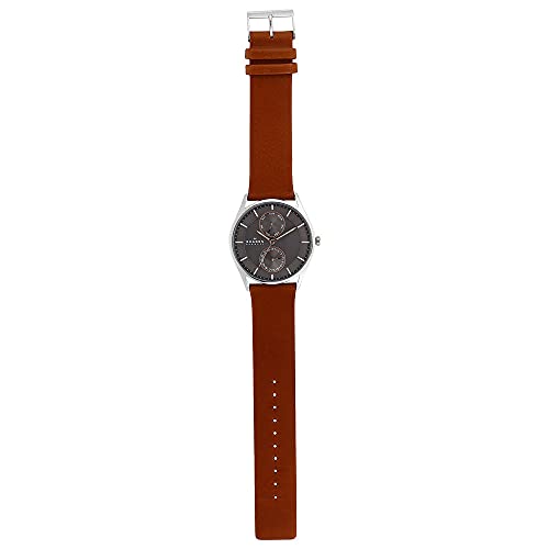 Skagen Men's Holst Quartz Analog Stainless Steel and Leather Watch, Color: Brown Leather (Model: SKW6086)