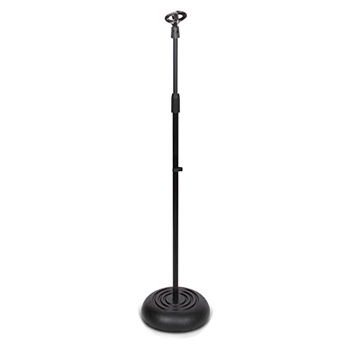 PYLE-PRO Microphone Stand - Universal Mic Mount with Heavy Compact Base, Height Adjustable (2.8’ - 5’ ft.) - PMKS5