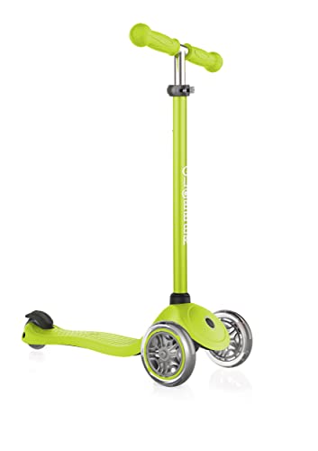 Globber Primo Scooter - Kids Scooters for Ages 3+, Three Wheel Scooter, Adjustable Height, Anti Slip Scooter, Push Scooter, Easy to Assemble, Holds up to 50kg - Childrens Scooter, Green