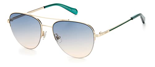 Fossil Women's Female Sunglass Style FOS 2106/G/S Aviator, Gold Green, 54mm, 17mm