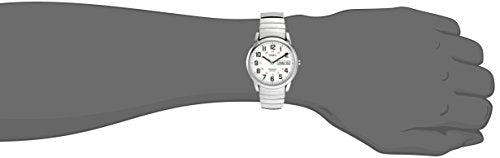 Timex Easy Reader 35mm Day-Date Watch – Silver-Tone Case White Dial with Silver-Tone Expansion Band