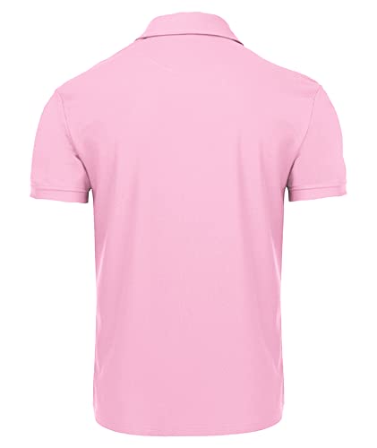 ZITY Mens Polo Shirt Short Sleeve Sports Golf Tennis T-Shirt 012-Pin L Pink