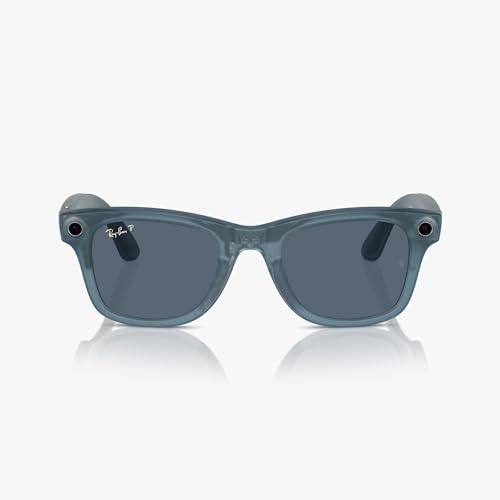 Ray-Ban Meta - Wayfarer (Standard) Smart Glasses - Matte Jeans Transparent, Polarized Dusty Blue